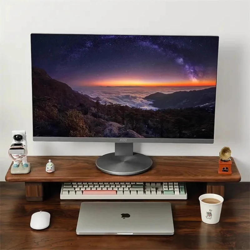 

Ergonomic Screen Base Platform, Solid Wood Monitor Riser Stand,Minimalist Desk Shelf Organizer, Computer Display Setup Shelf