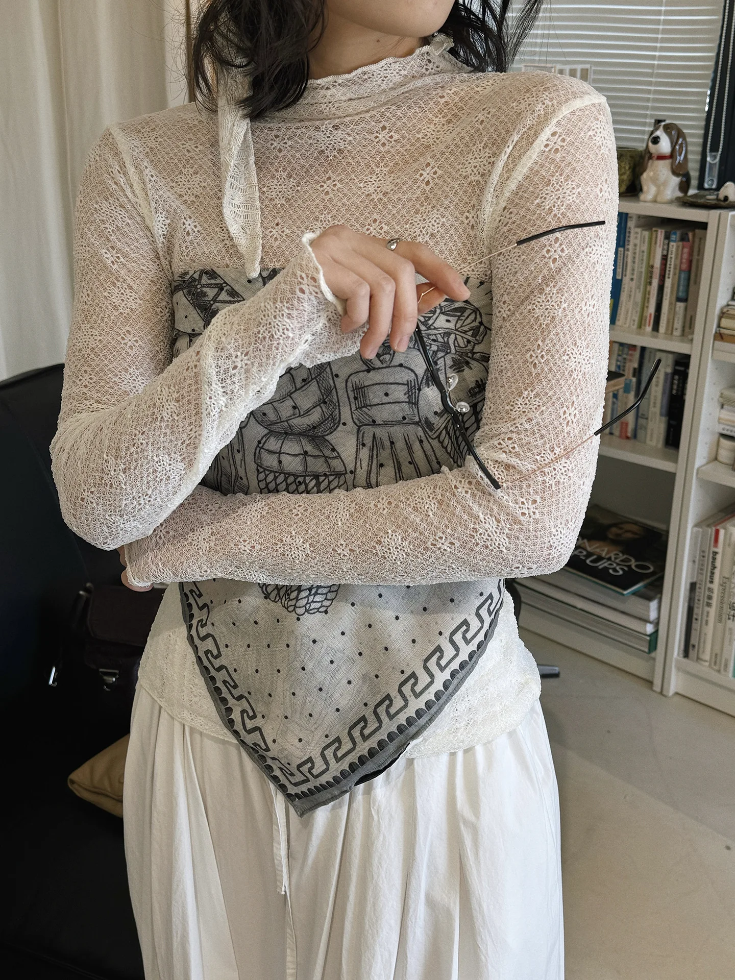 

Spring new Korean style simple and fashionable half high neck thin knit T-shirt slim fit and slimming top for women