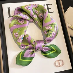 Foulard en soie véritable pour femmes, 53cm, Foulard, Bandana, petits bandeaux, Floral, à la mode, cravates pour bureau, nouvelle collection 2023