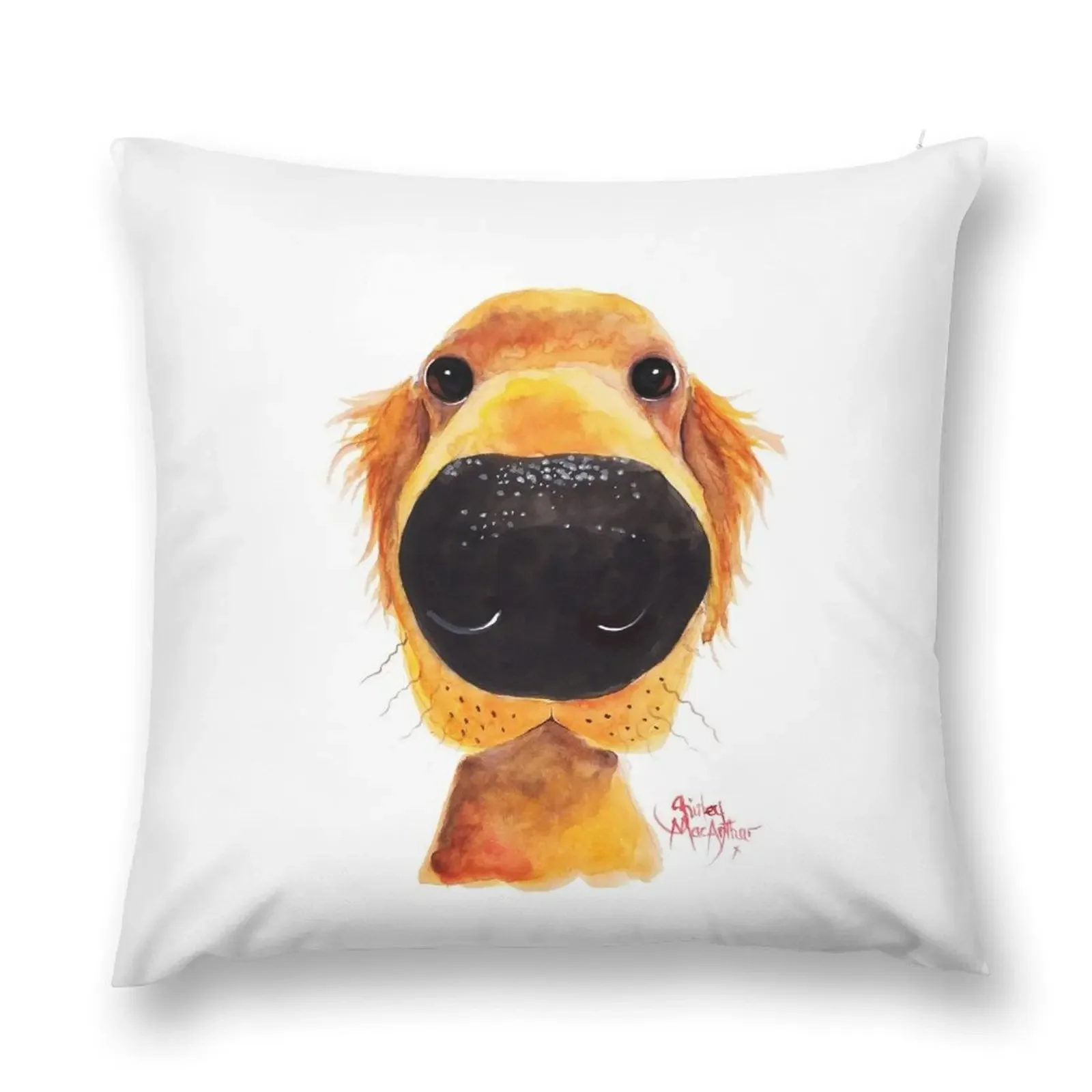 Labrador / Golden Retriever PRiNT ' NoSeY DoG RoY ' BY SHiRLeY MacARTHuR Throw Pillow Marble Cushion Cover pillow