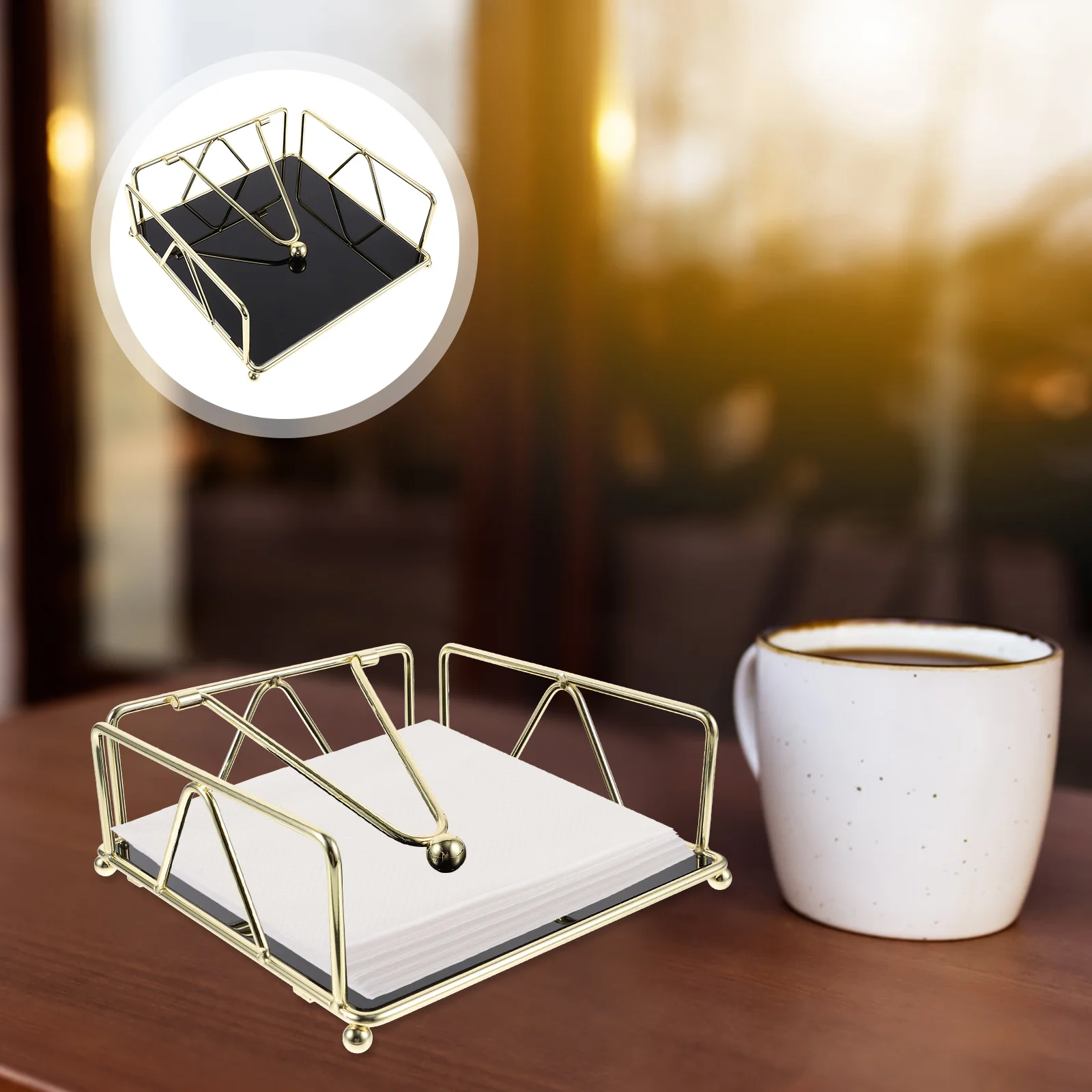 

Iron Napkin Holder Paper Towel Desktop Storage Box Cardboard Rack (gold) Tabletop Light Luxury Acrylic Organizer Square