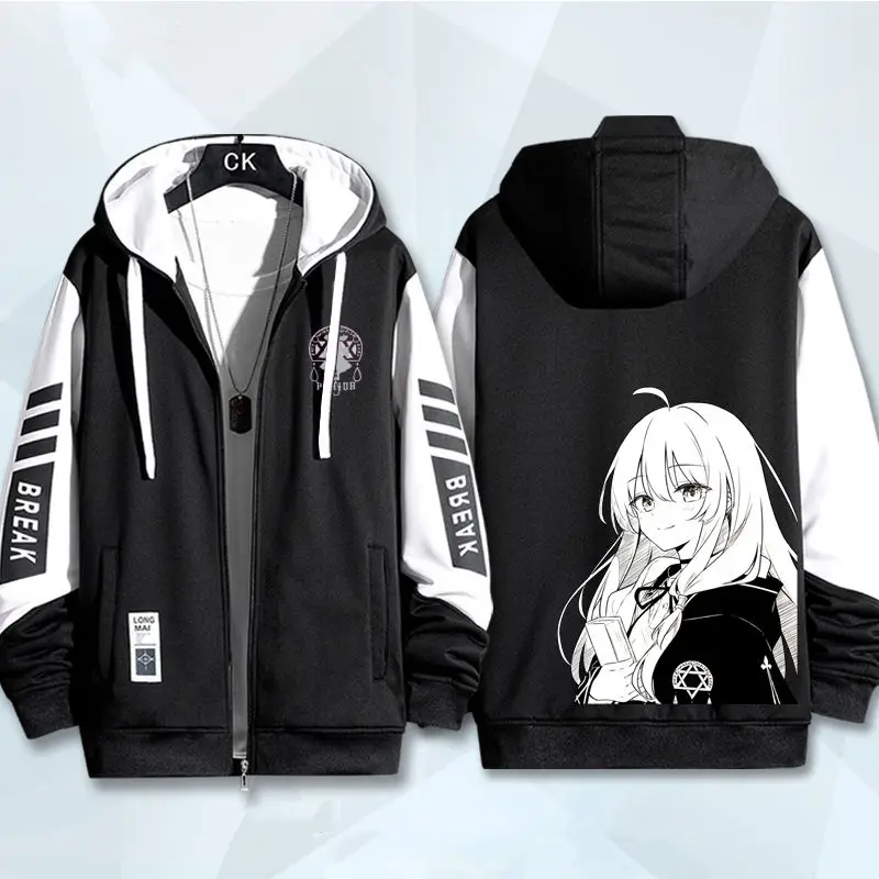 

Аниме Wandering Witch: The Journey of Elaina Series Толстовка на молнии для мужчин и женщин Пальто с капюшоном Повседневная толстовка Осенняя одежда