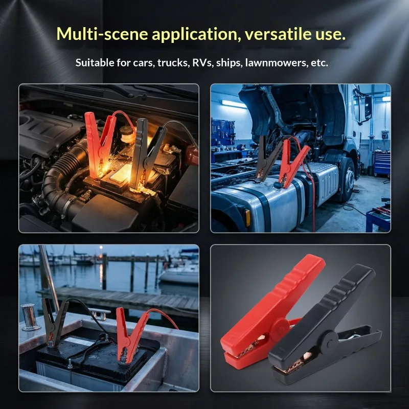Red Black Alligator Clips Large Automotive Replacement Batteries 100A Alligator Insulating Clips Jumper Cables Boost Clamps