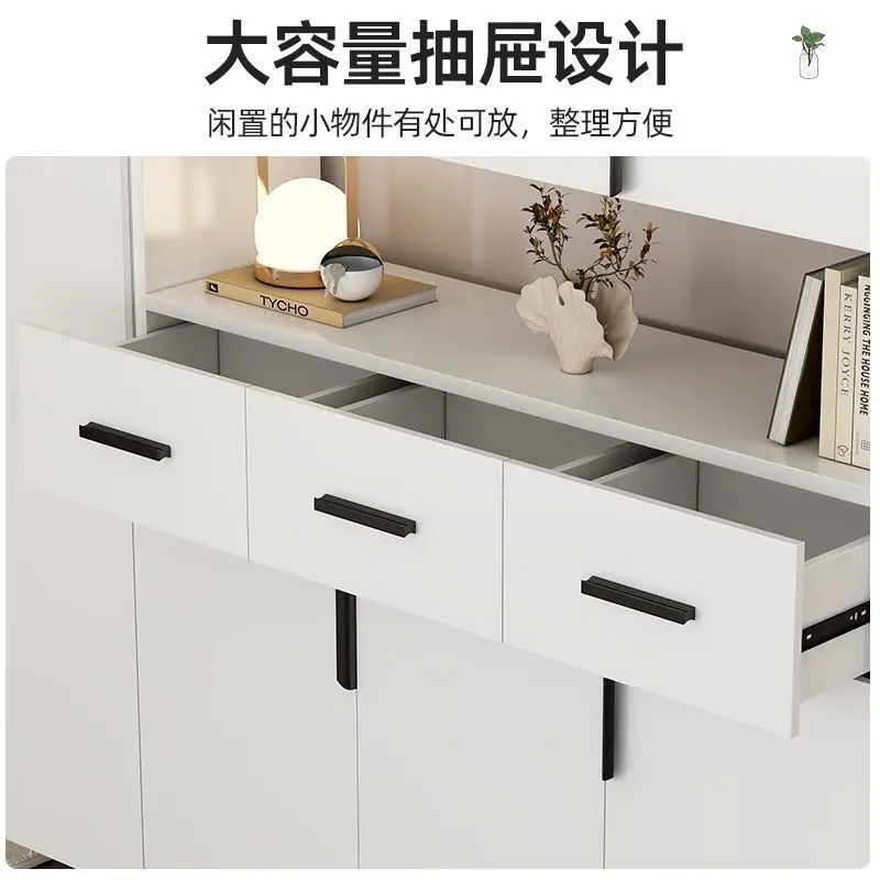 The shoe cabinet is simple, modern artificial board, unpainted, and the entryway entrance shoe cabinet is elevated
