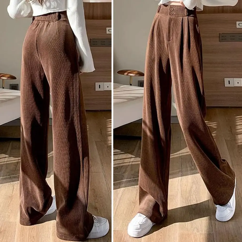 Trend ige Hosen für Frauen stilvolle Winter hose mit hoher Taille und weitem Bein bequem sowie Samthose für Frauen locker gerade Herbst