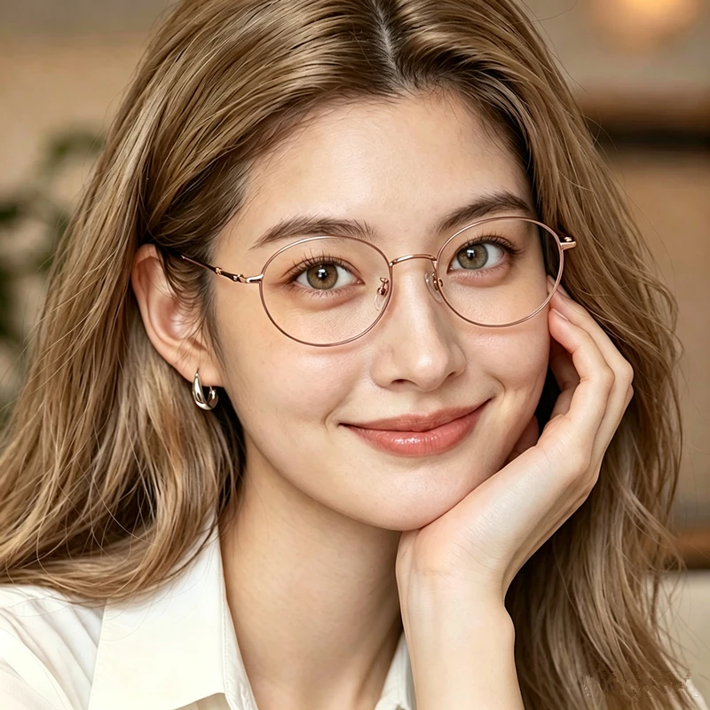 Pure titanium oval prescription glasses for women, black myopia glasses, lightweight customized astigmatism anti blue light