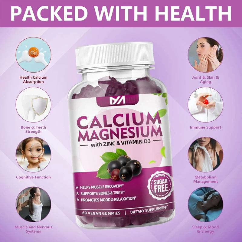 

Calcium, magnesium, zinc, and vitamin D3 supplements for bone and muscle and immune health - vegetarian