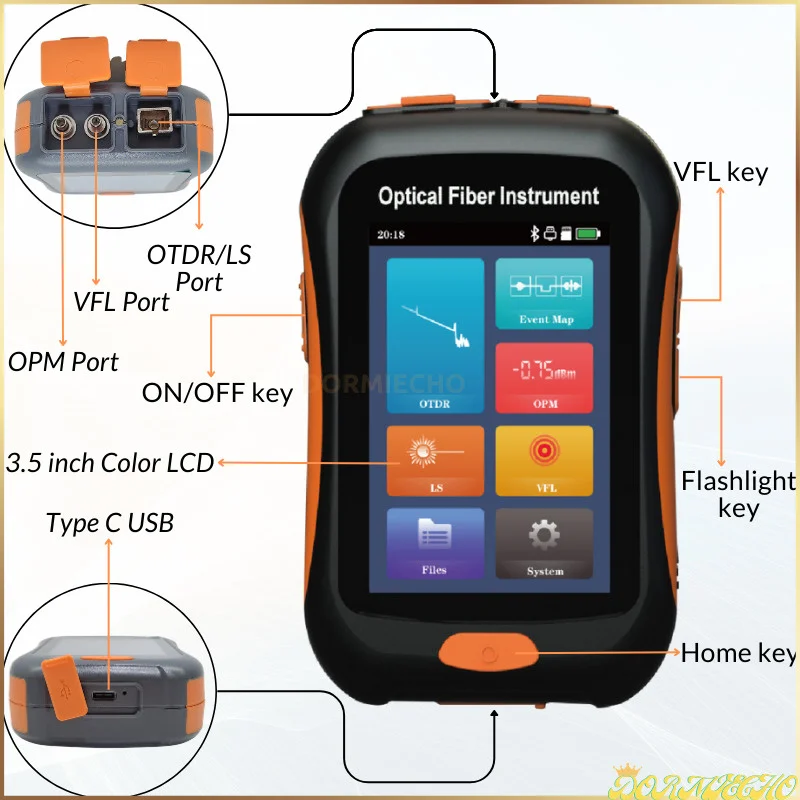 Imagem -02 - Mini Otdr Fiber Optic Reflectometer Nk2800 Active Fiber Vfl Ols Opm Mapa 20db 80km 1550nm