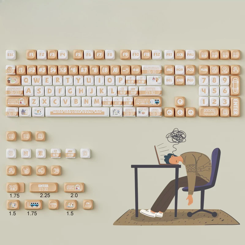 

Office worker theme sublimation PBT keycap OQO high-definition wear-resistant mechanical keyboard