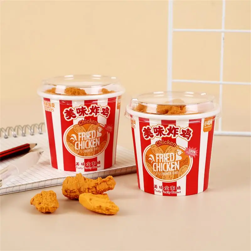 Creative Eraser Cartoon Simulation Family Bucket Fried Chicken Set Drumstick Eraser Kawaii Stationery For Kids Rubber