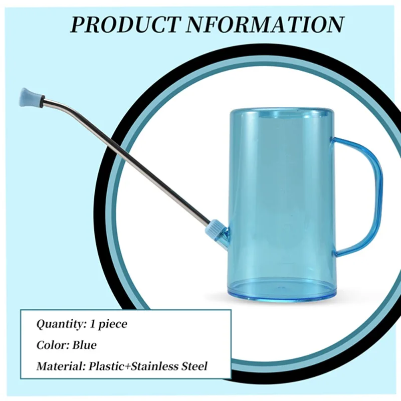 ABXF-blauwe gieter, 1,5 l gieter met grote capaciteit, gieter met lange uitloop en lekvrije pakking, voor vetplanten