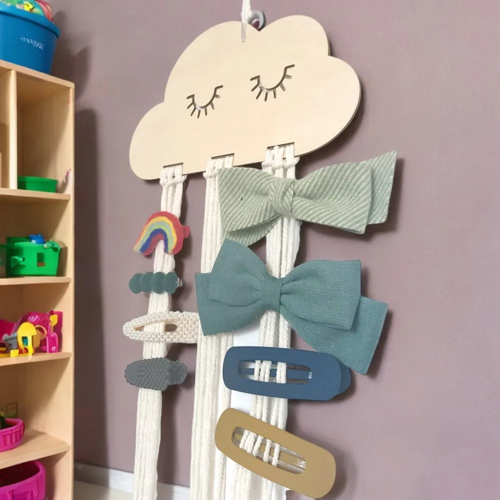 

Cute Hair Accessory Storage Rack Solid Wood Cloud Hair Clip Organizer Holder Wall Mounted Storage Rack For Grip Hairpin Hairrope