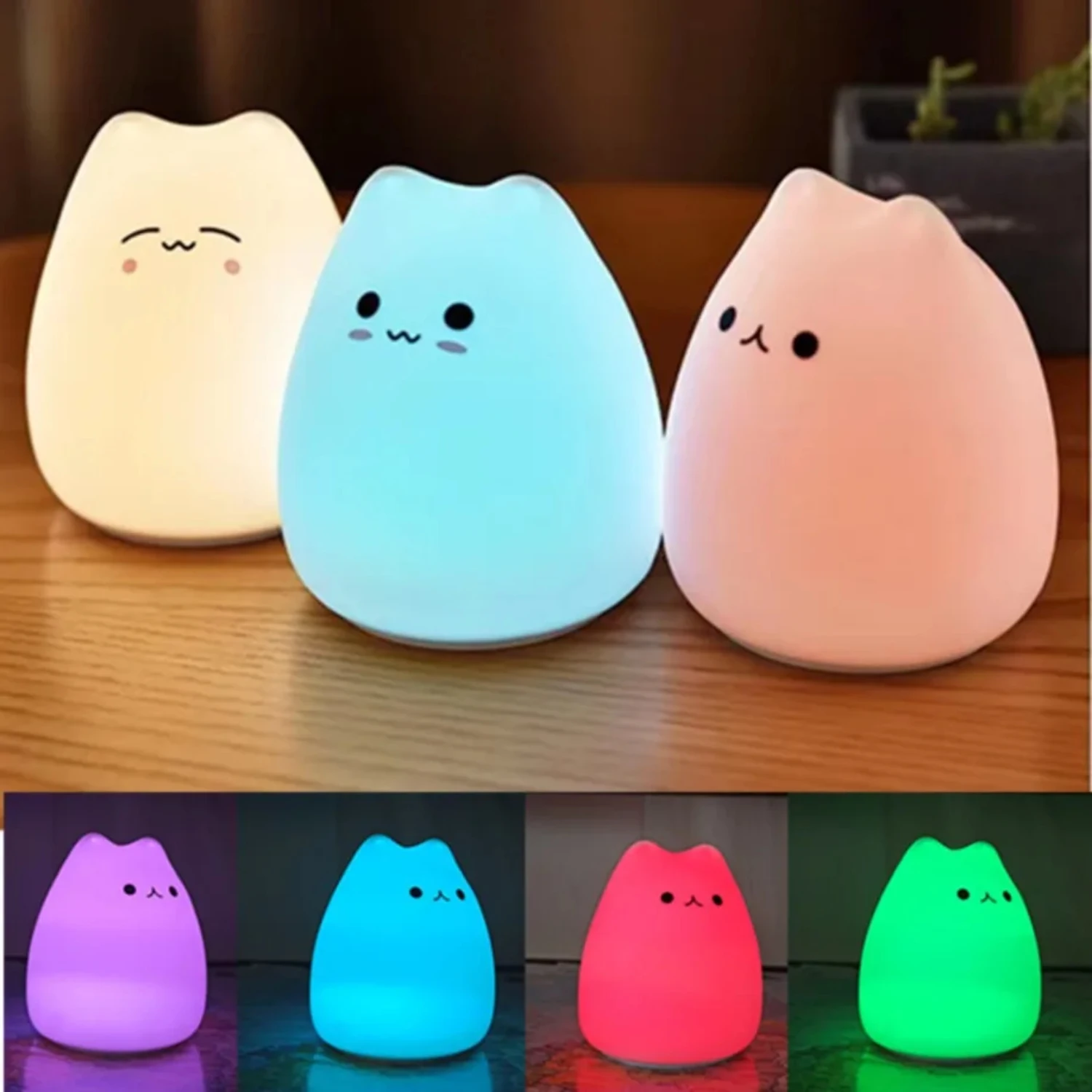 

New Adorable Wireless LED Cat Night Light - Cute and Perfect Decorative Lamp for Child's Bedroom - Ideal Silicone Touch Sensor A