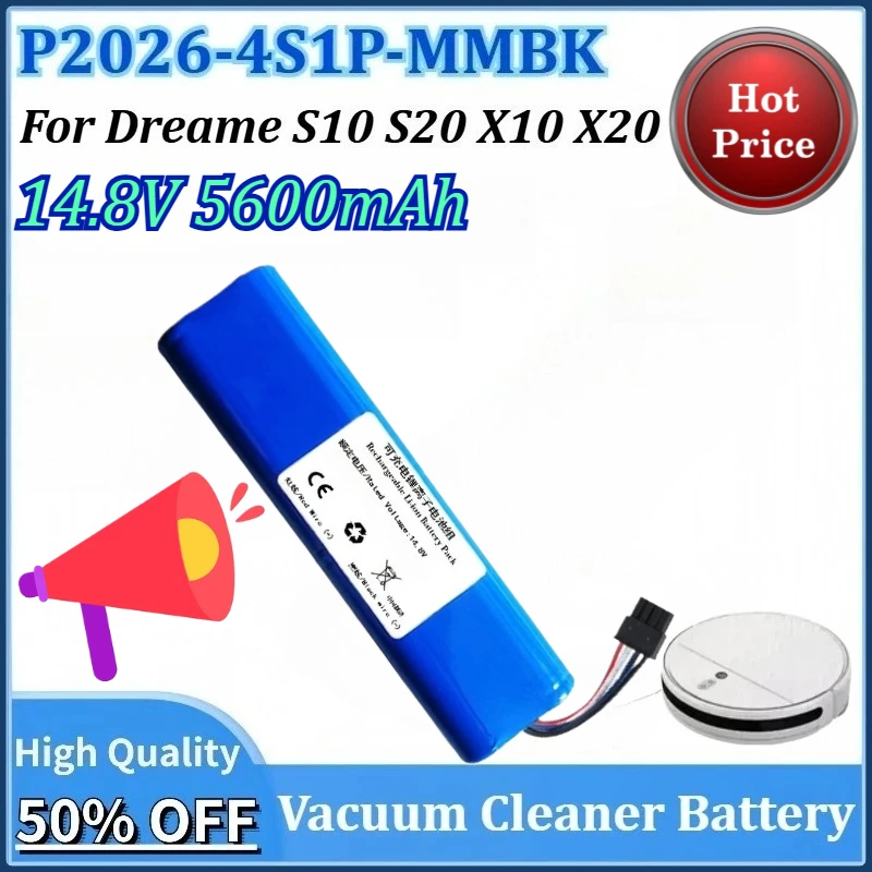 

P2026-4S1P-MMBK 14,8 В 5600 мАч Новая обновленная сменная батарея для вакуумной швабры для Xiaomi Dreame X10 X20 S10 S20 Батареи
