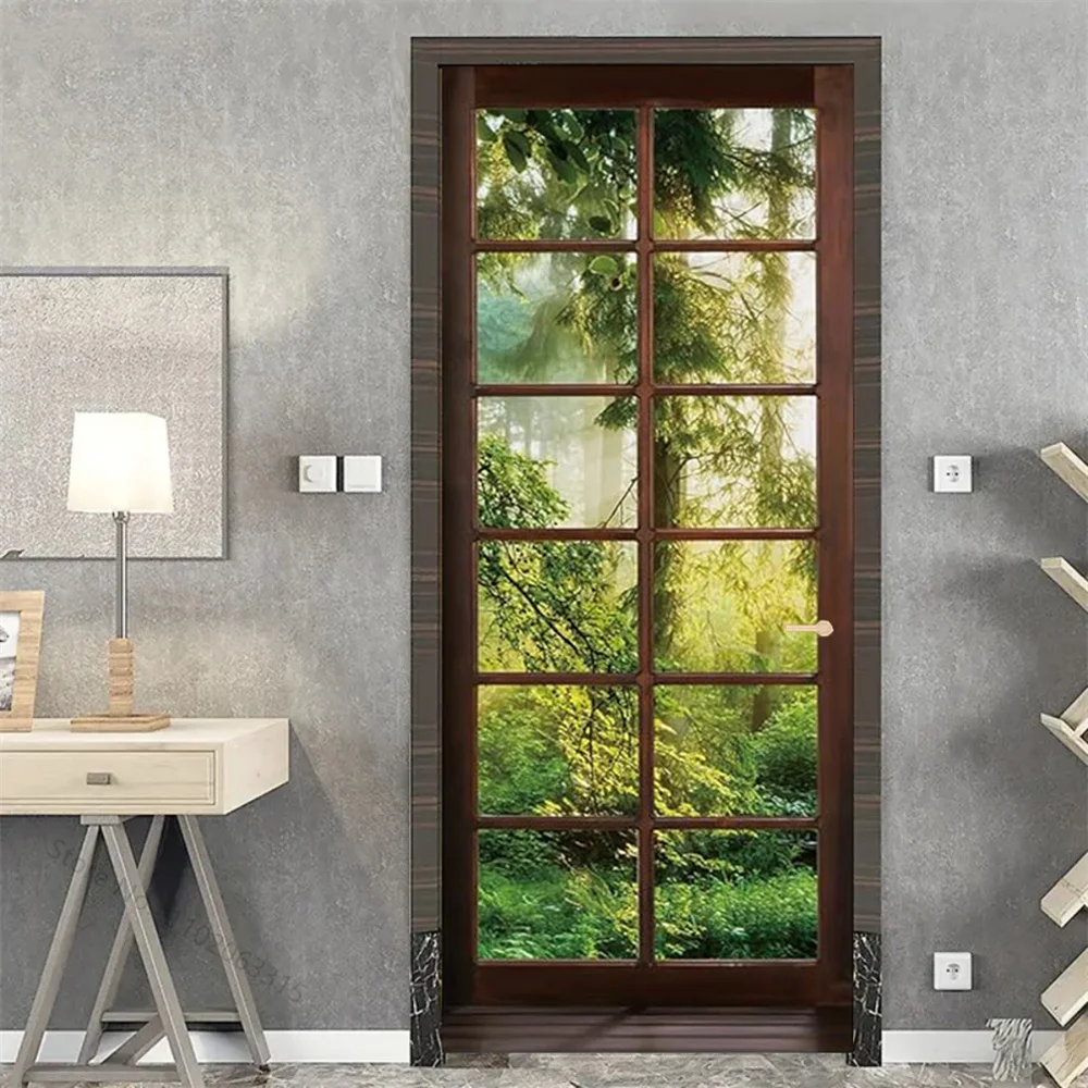 Door Stickers Decals Peel and Stick Removable Decorative Vinyl Wallpaper Waterproof Self Adhesive Wall Door Murals Covers Poster