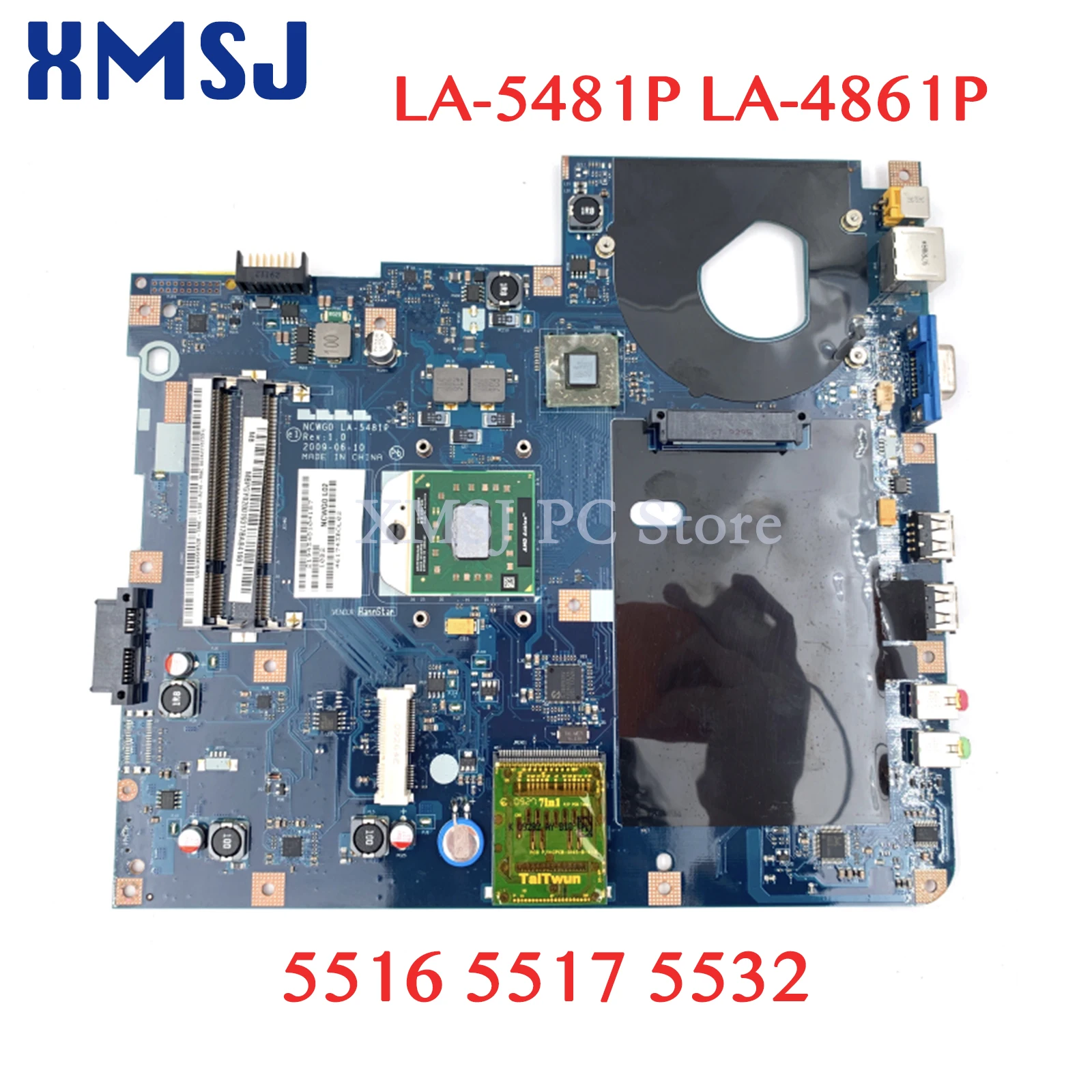 

XMSJ For Acer Aspire 5516 5517 5532 LA-5481P LA-4861P MBPGY02001 MB.PGY02.001 Laptop Motherboard DDR2 Free CPU MAIN BAORD