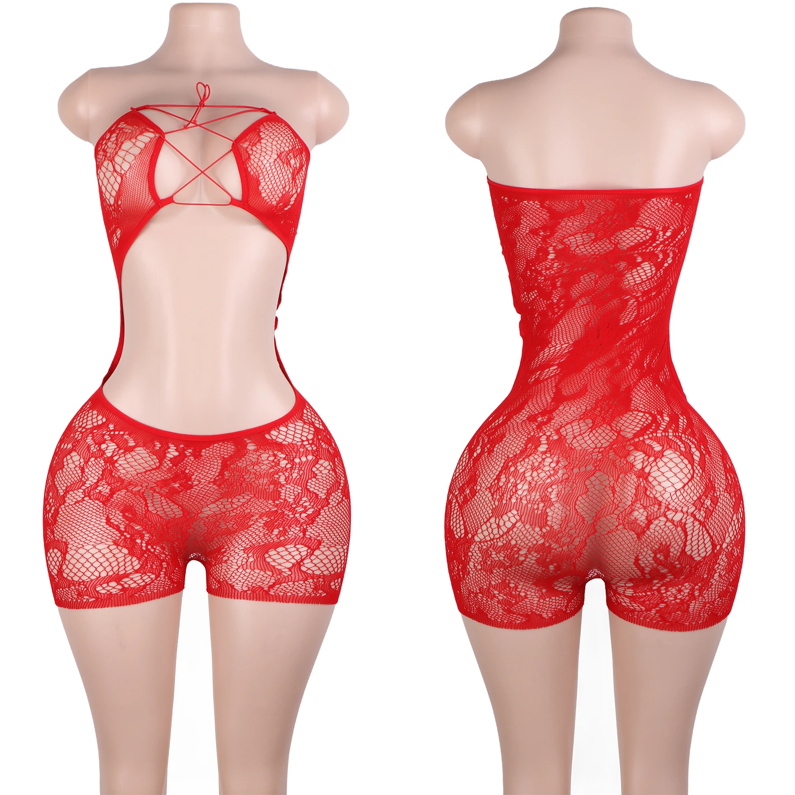 

Mesh Bra Spandex Lace-Up Stage Sexy Clubwear Performance Designer Costume One-Piece Festival Exotic Dancewear Stripper Bodysuit