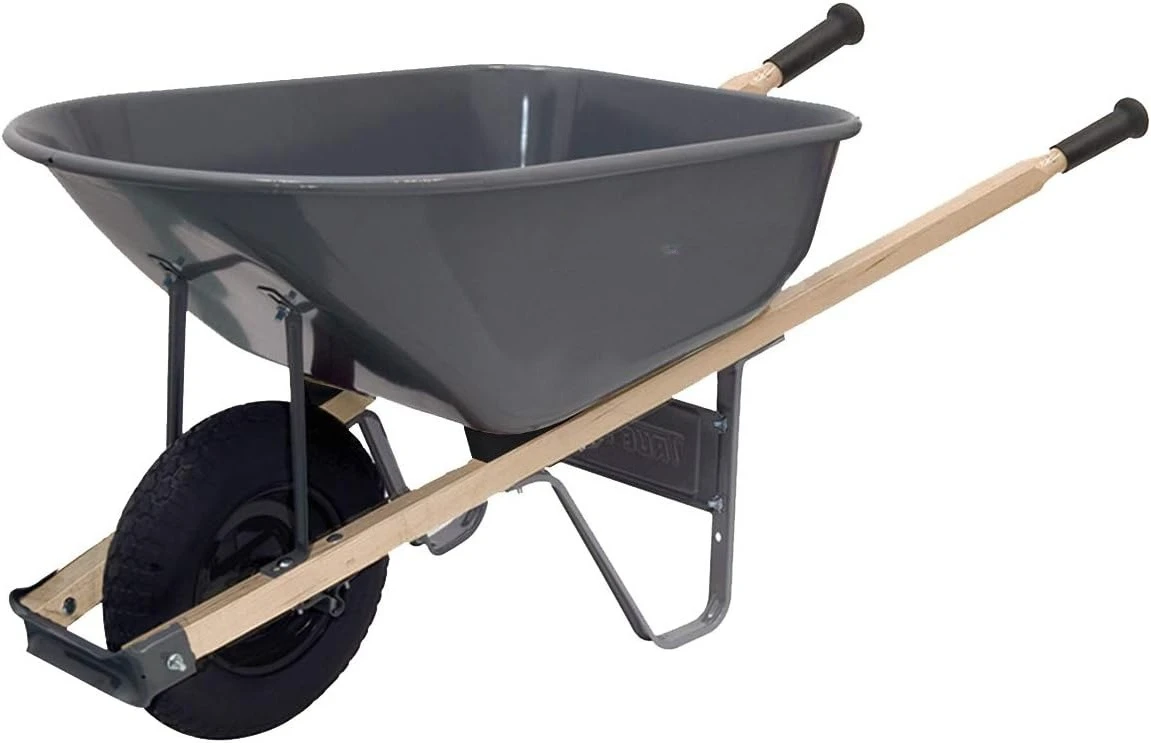 

Ft Steel Tray Wheelbarrow, 6-Cubic Foot Capacity, Gray