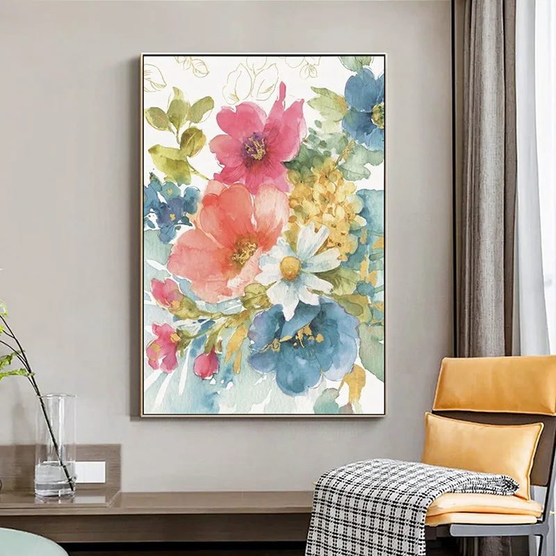 

EECAMAIL DIY Diamond Painting Embroidery Oil Painting Luxury Sofa Background Wall Fresh Flower Decoration Painting No Frame