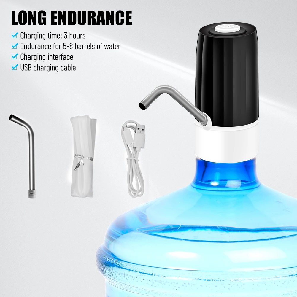 Intelligente wiederaufladbare automatische elektrische Wasserpumpe für Gallonen-Wasserspender, geräuschlose Wasserflaschenpumpe mit großem Eimer