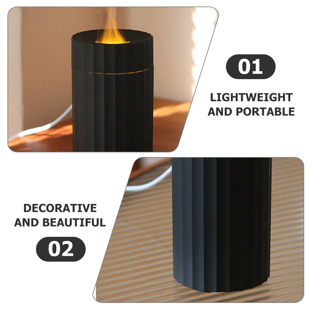 

Simulated Flame Diffuser Black Desk Humidifier Essential Oil Scented Air Purifier Home Bedroom Office Practical Health