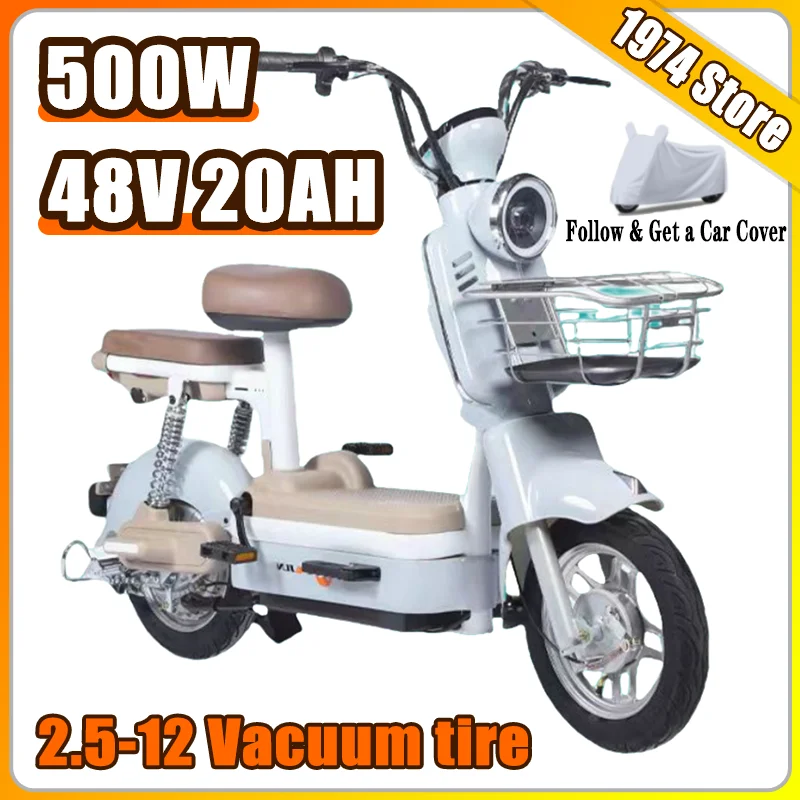 

Household 48V20AH Adult Commuting Leisure Electric Motorcycle Mini Portable Elderly Shopping Flowing Air Tire Electric Scooter
