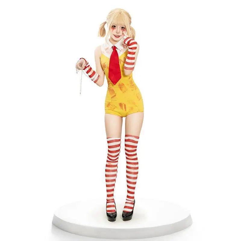 Giallo Clown Girl Stage Par Tutina Cosplay Gioco di ruolo Set completo loween Costume Faion da donna nuovo arrivo Materiale PU