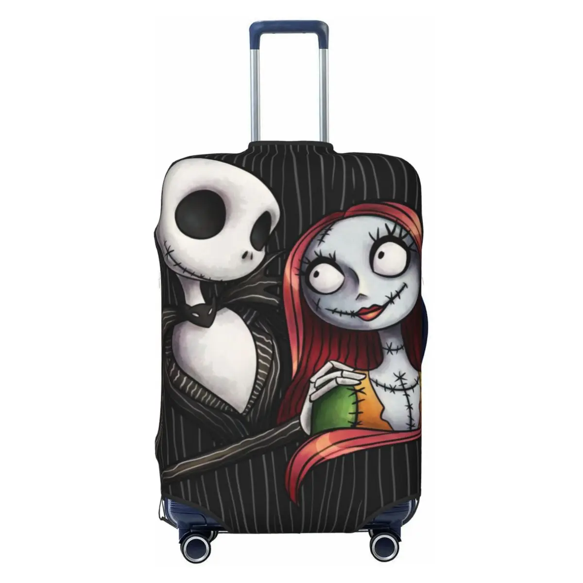 

Custom Tim Burton Christmas Horror Movie Jack Skellingtons Suitcase Cover Elastic Luggage Covers Protector for 18-32 inch