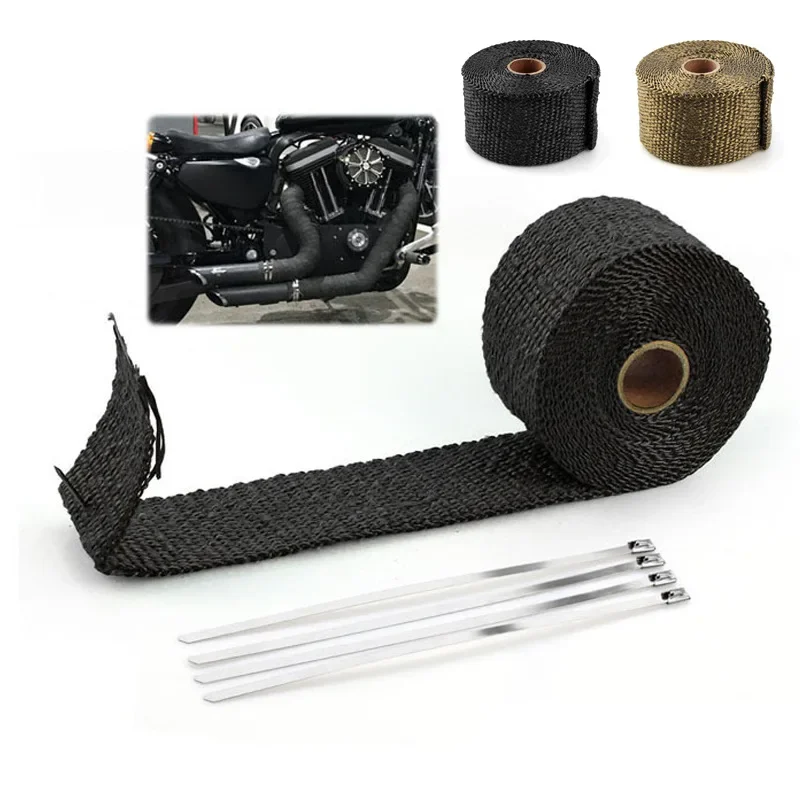 5m 10m Exhaust Heat Wrap Roll Fiberglass for Motorcycle Manifold Header Pipe Muffler Pipes Heat Wrap Tape