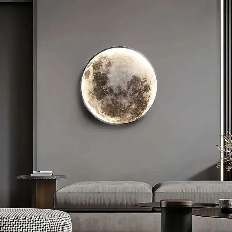 

Creative LED Moon Wall Lights Living Room Background Bedroom Study Bedside Wall Lamps Modern Simple Home Interior Lighting Lamps