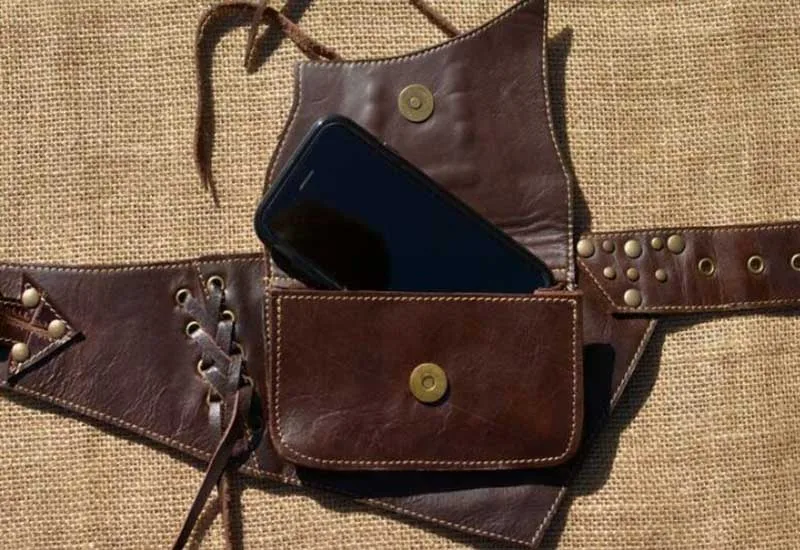 Myprakey-Ceinture Médiévale en Cuir Faite à la Main pour Femme, Sac Banane de Voyage en Plein Air