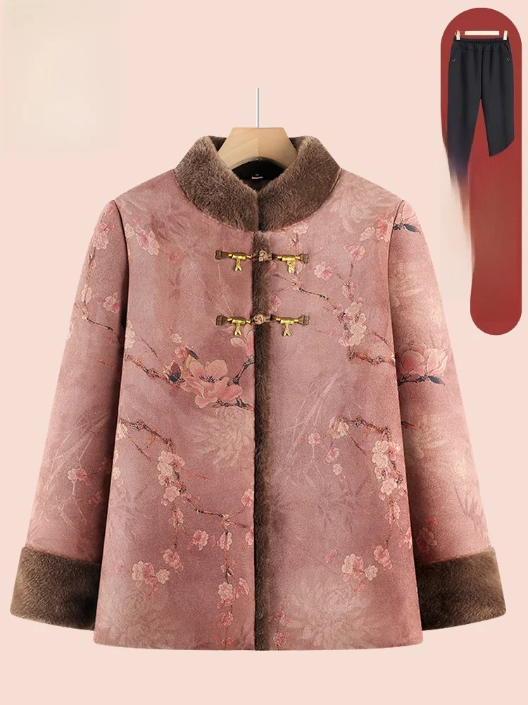 

Утепленная зимняя куртка из флиса для женщин, новое китайское хлопковое пальто, теплое хлопковое пальто больших размеров для пожилых женщин и бабушек