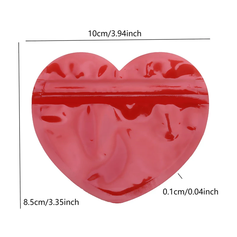 20Pcs Heart Shaped Gift Storage Bag Jewelry Self Sealing Bag with Clear Display Window Candy Food Packaging Bag Decor Accessory
