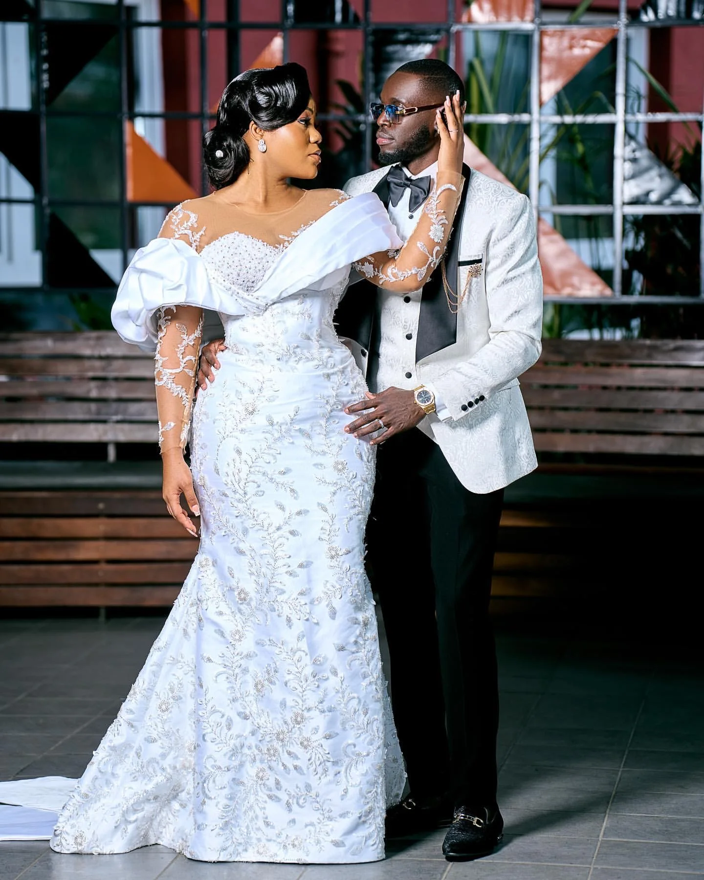 2026 فساتين الزفاف الأفريقية للفتيات السود حورية البحر كم طويل دانتيل مطرز Aso Ebi زي العرائس المرأة Vestido De Novia #3