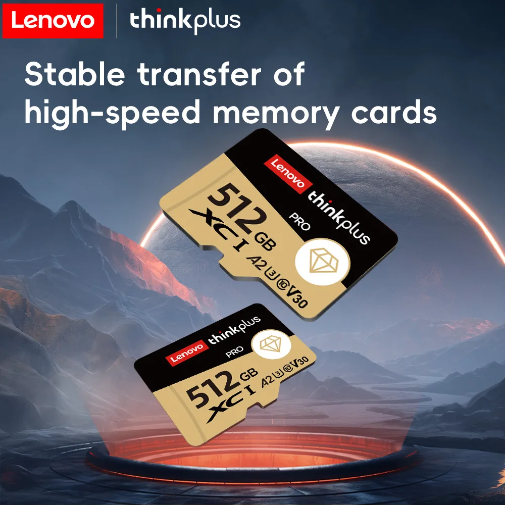 Lenovo 512GB Micro SD TF Card, Class 10 U3 High Speed Flash Memory, Universal Memory Card for Mobile Phone Camera Laptop