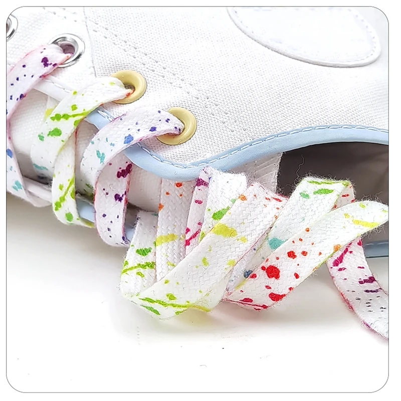 Rainbow Shoelaces for Sneakers Quality Fabric ink Splatter Shoe laces Fashion 0.8cm Flat AF1 Laces for Shoes 100/120/140/160CM