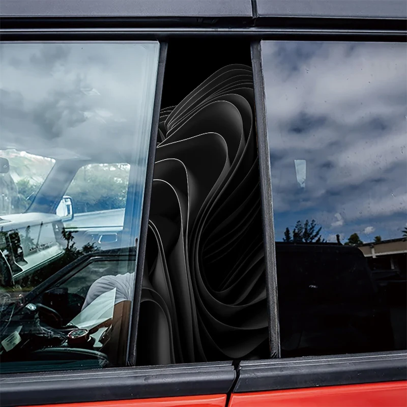 

2 pieces car center pillar stickers Black Silk Waves Scratch-resistant protective film