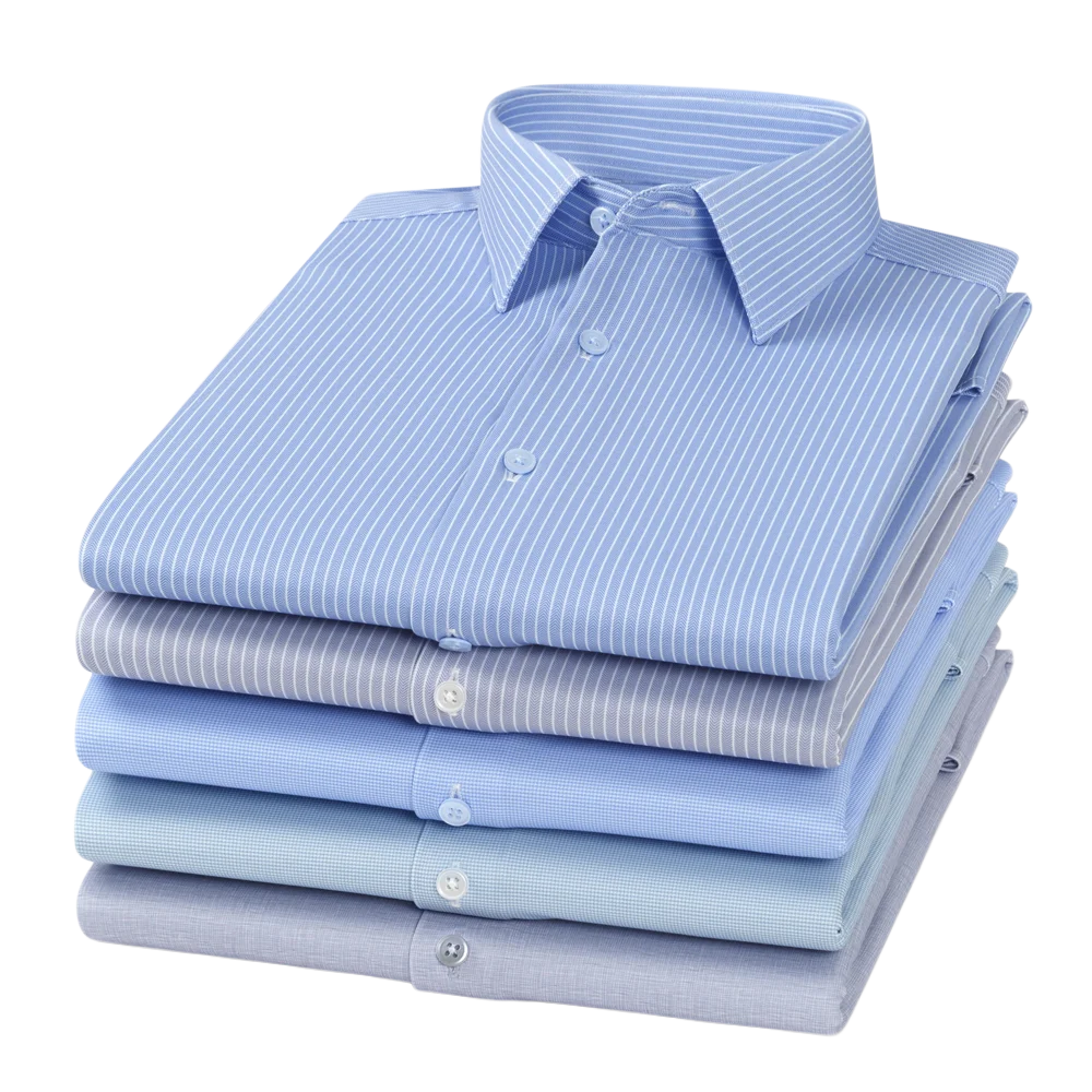

Men's Striped Stretch Modal Long Sleeve Dress Shirt No Pockets, All Seasons Comfort Wrinkle Resistant Easy Care Button-up Shirts