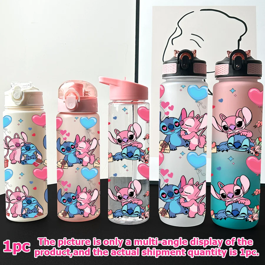 

1Pc Disney,Stitch,Angel Printed 23-32oz Multi-plastic Water Bottle Portable Sports Water Cup Birthday Gift
