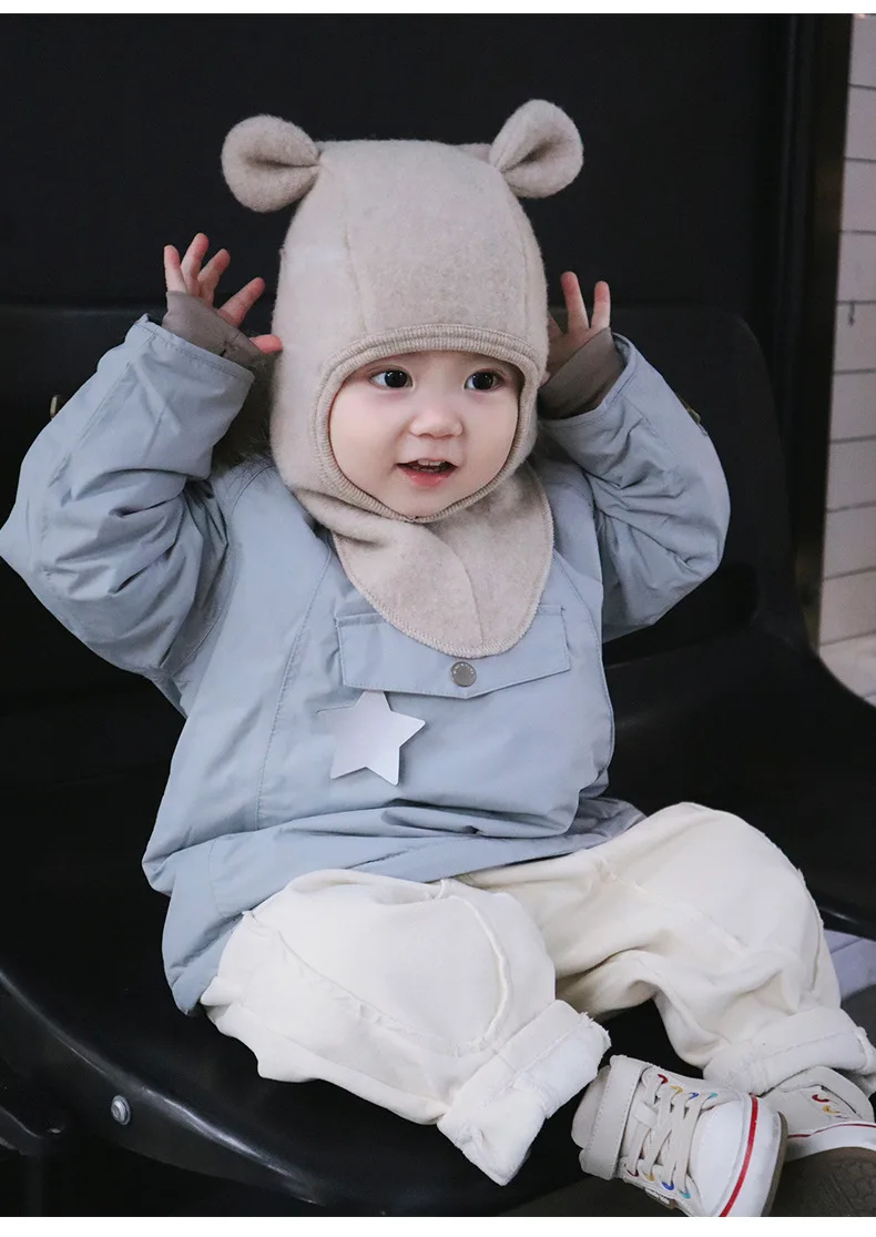 

Стильная детская теплая шапка, осень-зима 202, шапочка-наушник для малышей, шапка для детей унисекс