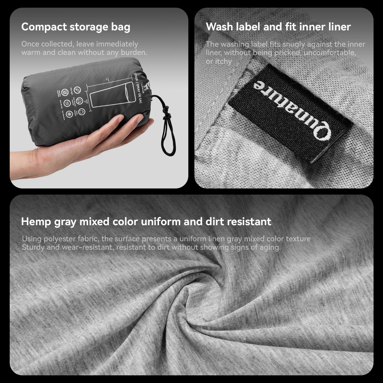Qunature Sleeping Bag Lightweight Portable Camping Travel Sheet Ultralight Outdoor Skin-friendly Washable Travel Sleeping Bag - view 5