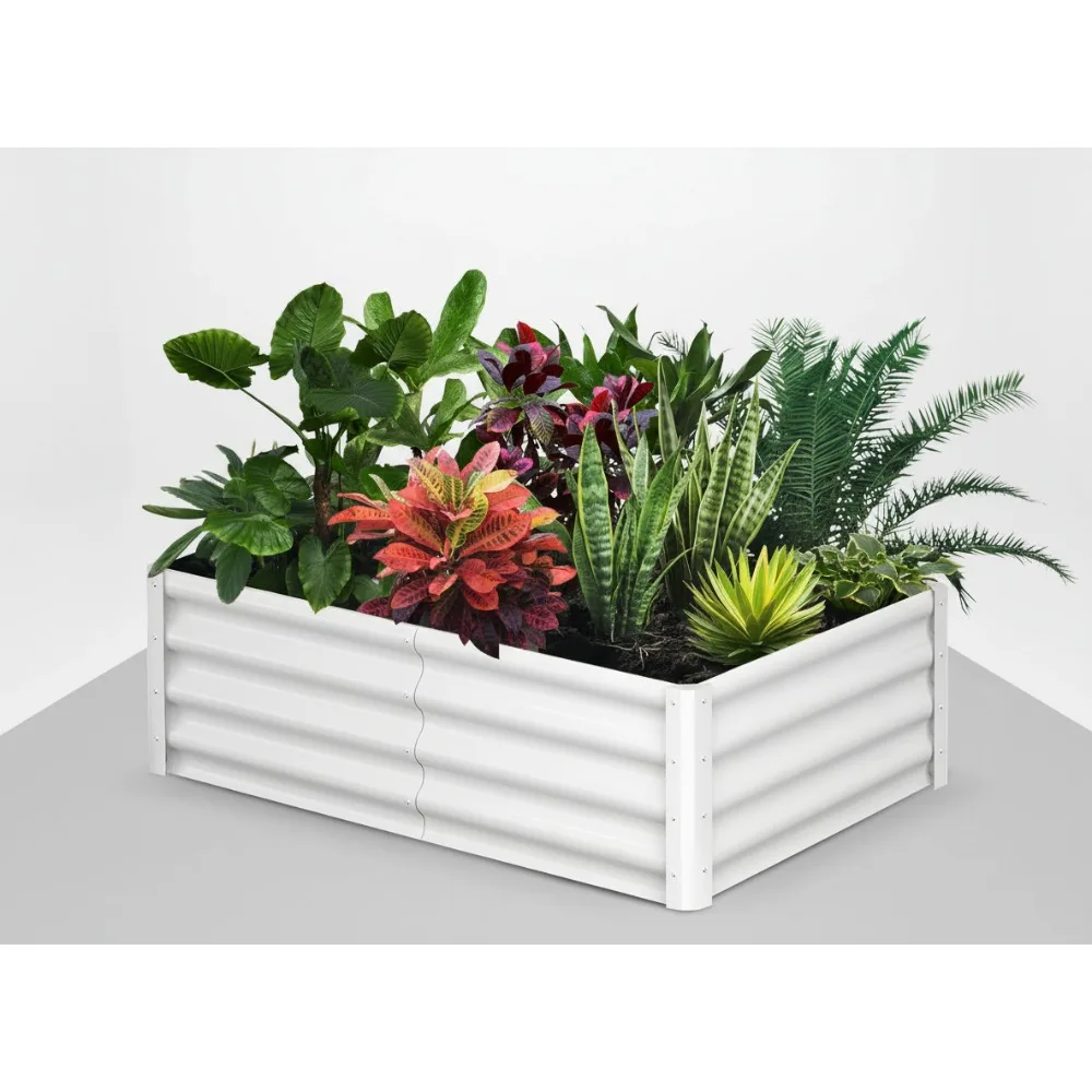 

6x3x1 FT Metal Raised Garden Bed, Outdoor Planter Box for Vegetables Flowers Herbs, White