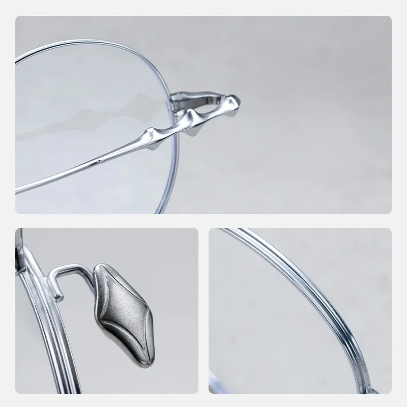 OLLYMURS 새로운 럭셔리 순수 티타늄 라운드 안경 남성과 여성 레트로 초경량 패션 광학 처방 Eyelasses 프레임 EP