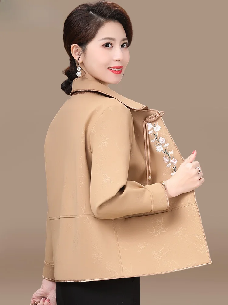 

Spring Faion Embroidered Jaet for orter Mothers Middle-Aged And ly New Chinese Sle Women's Outerwear Coat