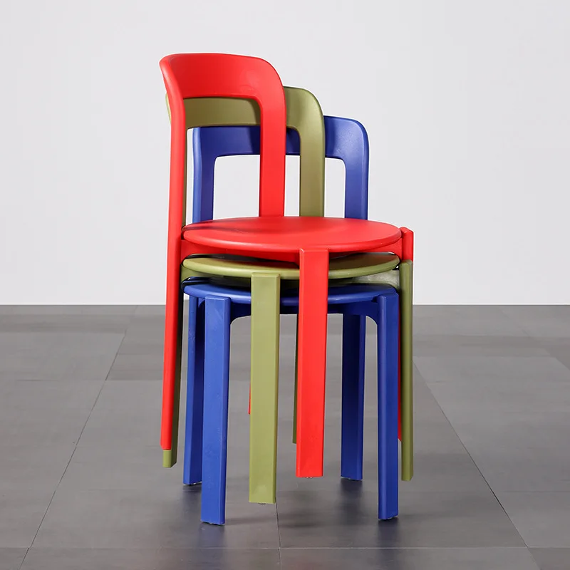 &Modern Nordic Plastic Thickened Stackable Dining Chair with Backrest for Indoor/Outdoor Use Home