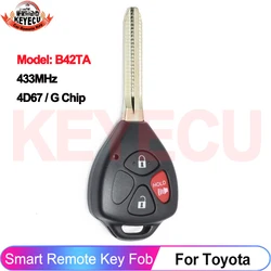 KEYECU 3 Buttons B42TA 433MHz 4D67/G Chip For Toyota Hilux Vigo 4Runner Fortuner 2003 2004 2005 2006 2007-2011 Head Key Remote