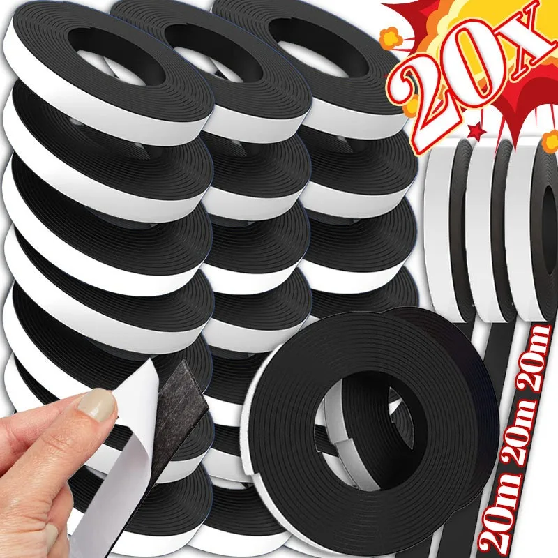 

20M Magnetic Tape DIY Self Adhesive Premium Strong Flexible Rubbers Strip Duty Refrigerator Magnet Office Home Essentials