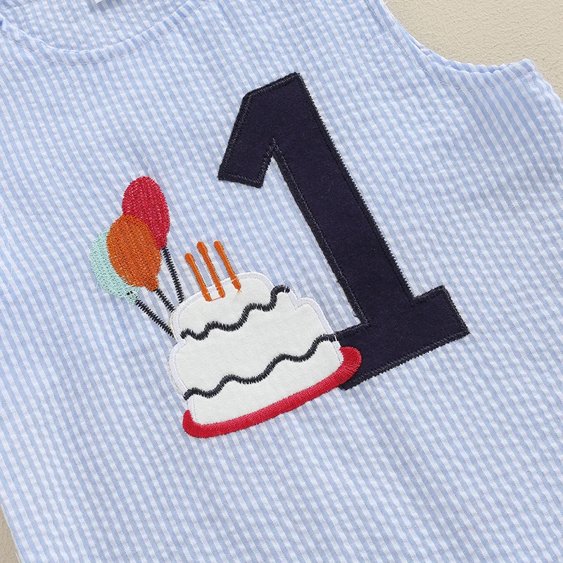 Motlapol Newborn Baby Boy First Birthday Outfit Sleeveless One Golf Embroidery Romper Jumpsuit 1 Year Old Photoshoot Clothes