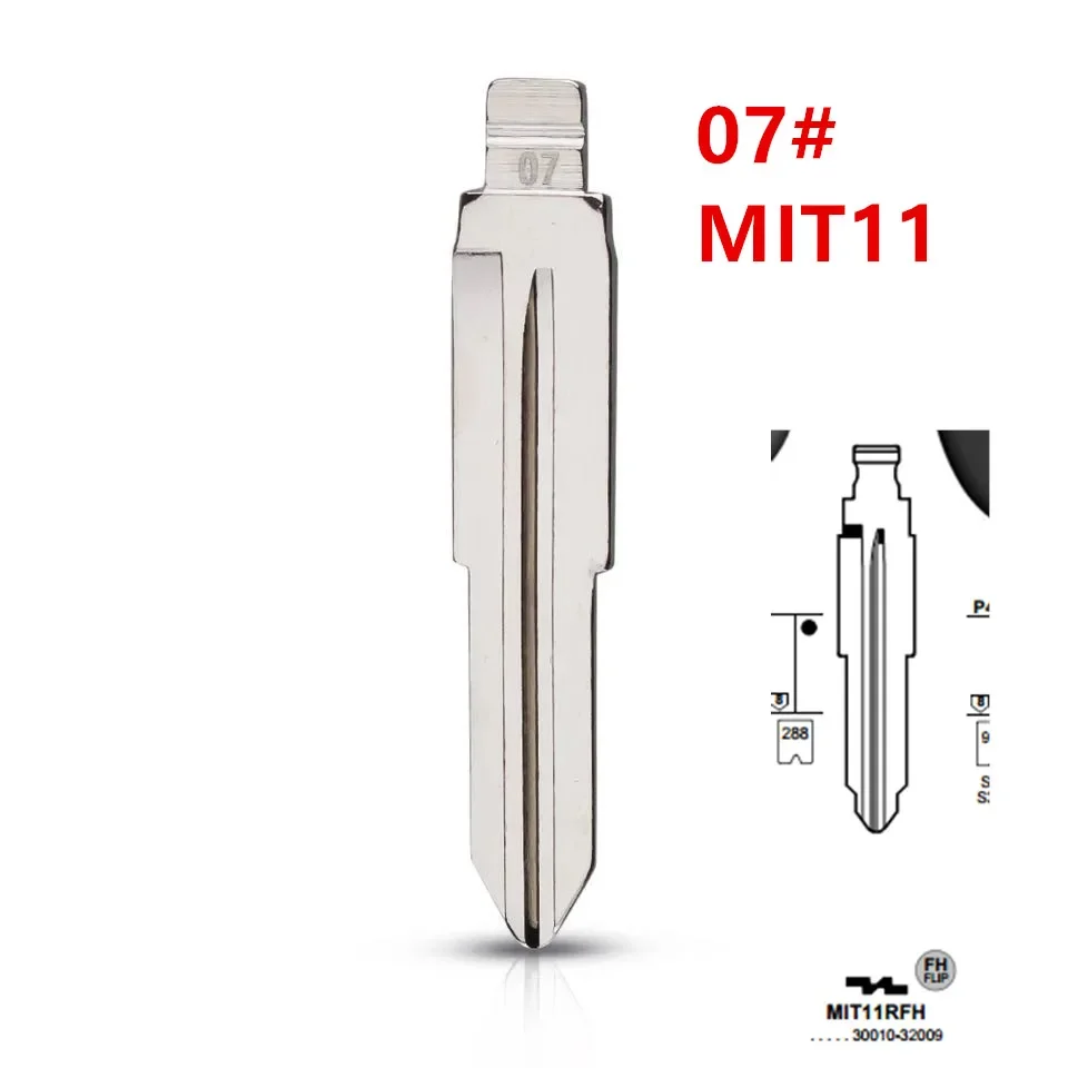 10шт 07 #   MIT11 MIT11R металлический необрезанный пустой откидной лезвие дистанционного ключа для Mitsubishi, совместимый с Keydiy KD Xhorse VVDI JMD
