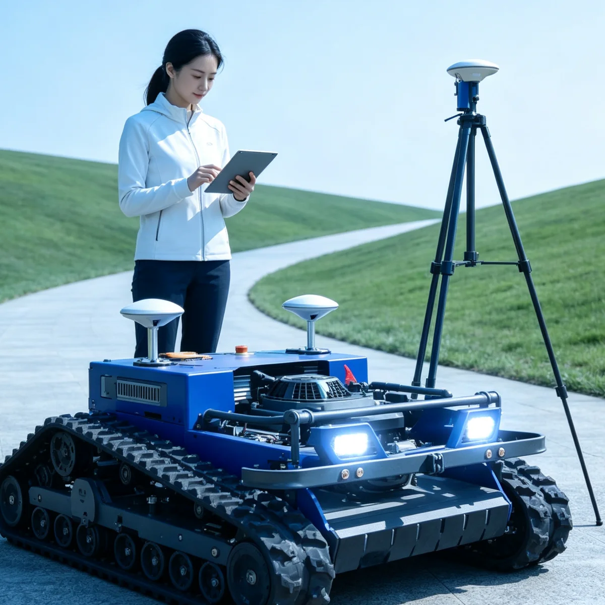 Customized Remote Control Robot Lawn Mower Petrol Flail Mower Robotic Lawn Mower For Hillside remote control lawn mower...
